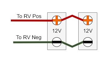 Incorrect wiring of 2, 12-volt batteries in parallel diagram.