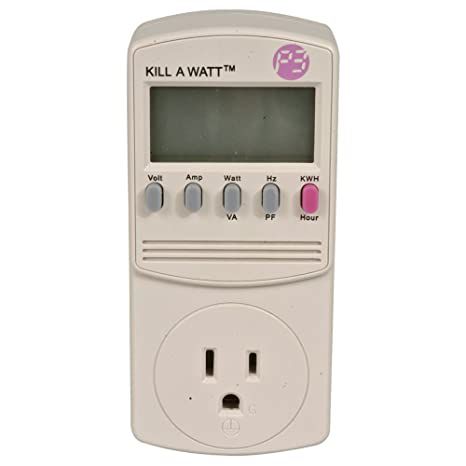 Product image of a kill-a-watt meter for tracking power consumption of devices